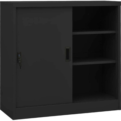 Офис шкаф с плъзгаща се врата, антрацит, 90x40x90 см, стомана