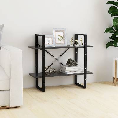 Greatstore Knihovna se 2 policemi šedá 80x30x70 cm dřevotříska