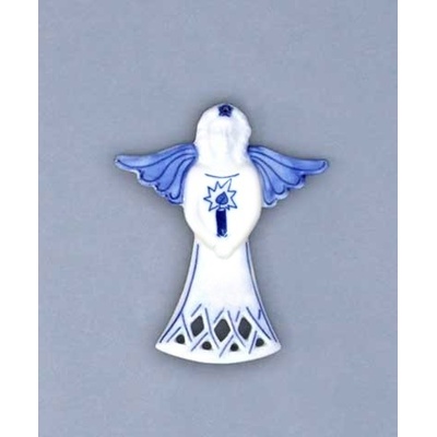 Cibulák Vánoční ozdoba anděl svíce 11 cm originální cibulákový porcelán Dubí cibulový vzor 10606-39