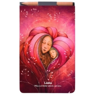 Blok s magnetem a tužkou LÁSKA 90 x 140 mm, čistý, 40 listů