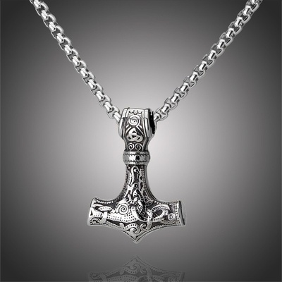 Manoki Pánský Thórovo kladivo mjolnir chirurgická ocel WA614W Stříbrná