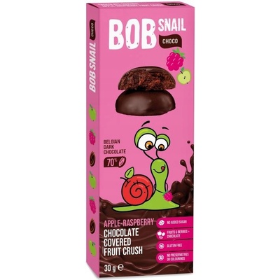 Eco Snack Bob Snail Choco bez přidaného cukru jablko, malina 30 g