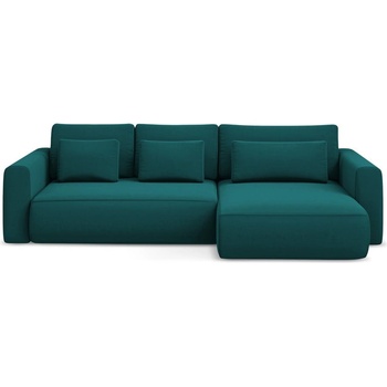 makamii Тюркоазен кадифен разтегателен ъглов диван с място за съхранение (десен ъгъл) Kapua - Makamii (KAPUA_RCF_M_3_P1_C27)