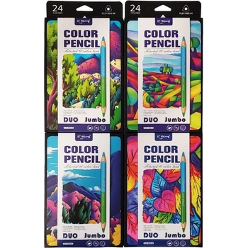 Цветни моливи 12бр/24 цв. джъмбо двувърхи yl211023-24