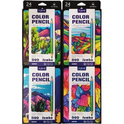 Цветни моливи 12бр/24 цв. джъмбо двувърхи yl211023-24