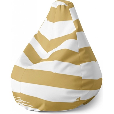 Sablio sedací vak Pear zlaté pruhy 140 x 100 x 25 cm