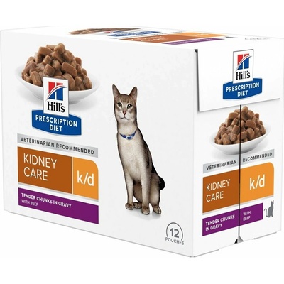 Hill's Prescription Diet k/d Péče o ledviny kapsička pro kočky s hovězím 12 x 85 g