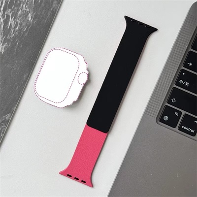 BlackBird Каишка за Iwatch LITCHI Black Pink 42/44/45/46/49 mm BH1804 (BH1804)