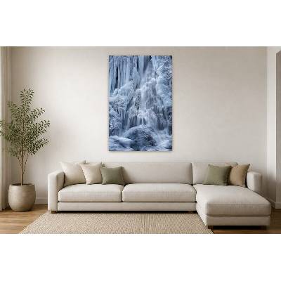 Obraz na plátně – Zamrzlý vodopád mezi ledovými skalami 90 × 135 cm