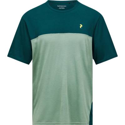 Peak Performance Мъжка фланелка с къс ръкав за колоездене Peak Performance Trail Wool Blend S/S Merino shirt - Ponderosa Pine (216-5589-0313)