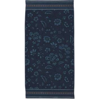 Pip Studio Jasmine Jacquard bavlněná froté osuška tmavě modrá 70 x 140 cm