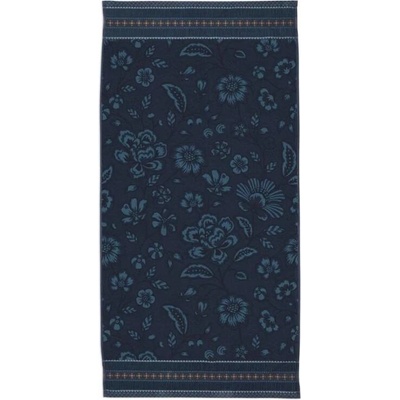 Pip Studio Jasmine Jacquard bavlněná froté osuška tmavě modrá 70 x 140 cm