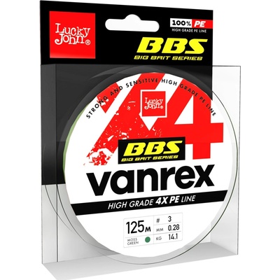 Lucky John šňůra Vanrex X4 Braid 125m 0,14mm Moss green
