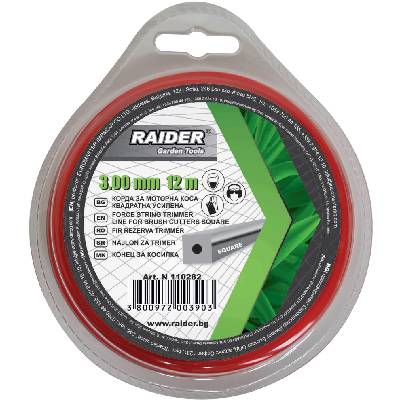 Корда за моторна коса Raider - 110282, квадратна, усилена, 3.0 mm x 12 m (110282)