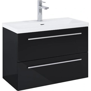 Roca Шкаф Kwadro Glossy black, 815 х 395 mm, база с две чекмеджета и умивалник (A852476351)