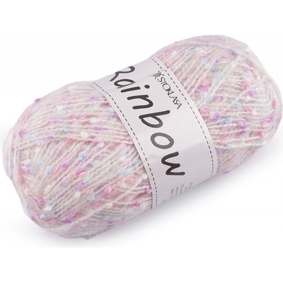 Pletací příze mohérová Rainbow 100 g, střední, 12 (12-01) růžová sv.