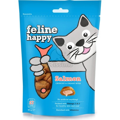 Mark & Chappell Feline Happy Crunchy & Creamy Bites - сьомга 60 г