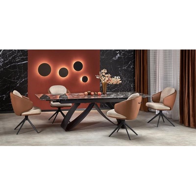 Bogdan Furniture Europe Трапезна маса Мебели Богдан модел Hilario, черен мрамор/черно