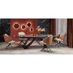 Bogdan Furniture Europe Трапезна маса Мебели Богдан модел Hilario, черен мрамор/черно