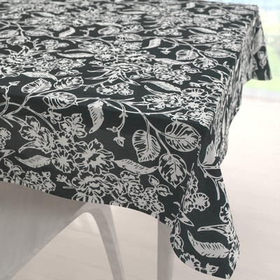 Biante Dekoračný štvorcový obrus PML-105 Biele kvety na čiernom 80x80 cm