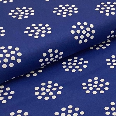 Bavlněné plátno P0493 královská modř, bílý puntík, š.140