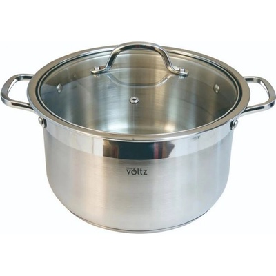 Voltz Дълбока тенджера Oliver Voltz OV51211D30, 16.2 l, 30 cm диаметър, неръждаема стомана, капак със стъкло с отвор, инокс (OV51211D30)