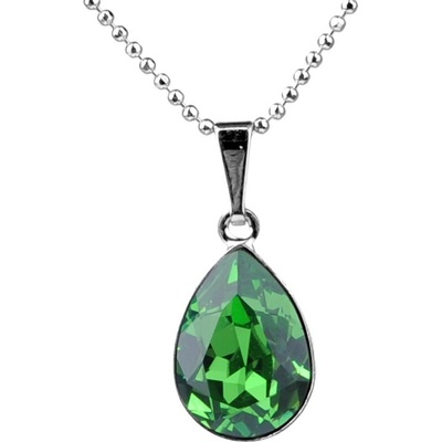 Swarovski Elements Stříbrný náhrdelník zelená slzička, kapka 54035.3 Fern Green (zelená)
