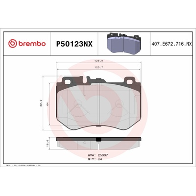 Sada brzdových platničiek, vždy 4 kusy v sade BREMBO P50123NX
