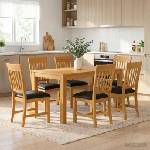 vidaXL Трапезен комплект 7 бр. Черно Масивен дъб (3430370)