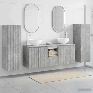 vidaXL Комплект мебели за баня 5 бр. Бетонно сиво 33 x 34, 5 x 100 см (3405986)