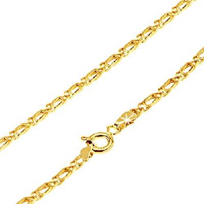 Šperky eshop Řetízek ze žlutého 14K zlata - dvě ohnutá překrývající se očka S3GG24.04