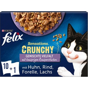 Felix Sensations Crunchy v želé s křupavými kousky výběr se zeleninou 10 x 85 g