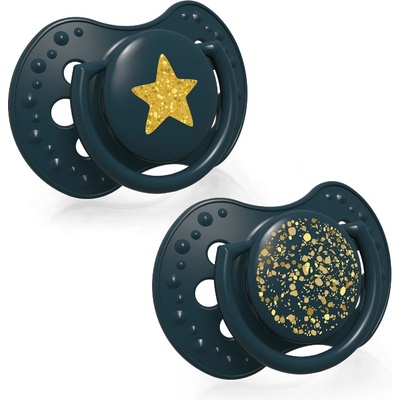 LOVI Силиконови залъгалки Lovi - Stardust, 3-6 m, 2 броя, Зелени (22/893_gre)