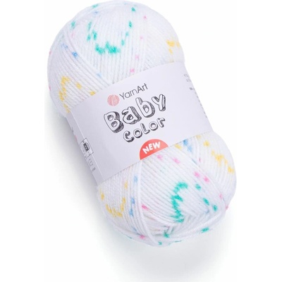 Yarn Art příze Baby Color 214 žlutá, růžová, zelená, modrá na bílé