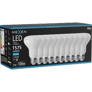 Mexen Nova 10x LED крушка E27, R80, 15W, Студена - 6500K, 1575 lm - L105-E27-1565-01x10 (L105-E27-1565-01x10)