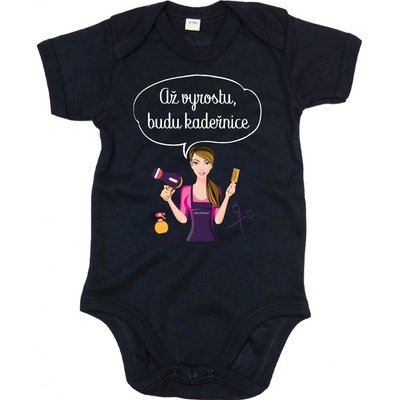 Fajntričko Kids Dětské body Až vyrostu budu kadeřnice černá