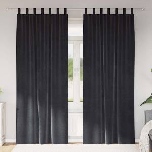 Pure Line Home Кадифени завеси в цвят антрацит с текстилни гайки (уши), 2 бр. , 140 x 260 см