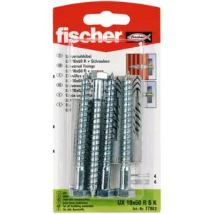 Fischer УНИВЕРСАЛЕН ДЮБЕЛ С БОЛТ Ф10Х60ММ 4 БРОЯ fischer ux r s k (4006209908808)