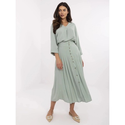 Factory dámska letná midi sukňa s gombíkovou légou bežová