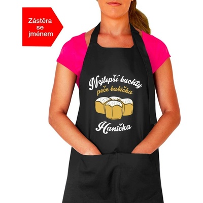 Kariban HobbyTriko Zástěra pro babičku Nejlepší buchty peče babička Černá