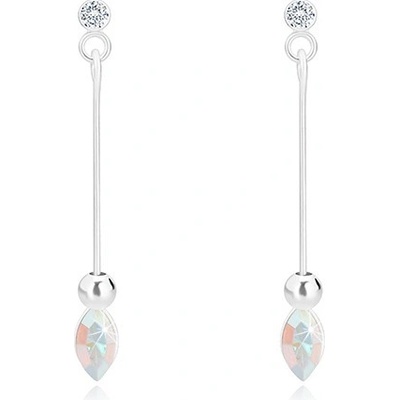 Šperky eshop náušnice ze stříbra krystaly Swarovski s duhovým leskem tenká tyčinka I31.21