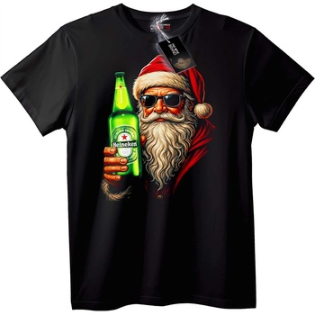 NOONEBRAND Тениска Готин Дядо Коледа с Heineken - XS, Black