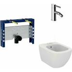 Geberit Комплект монтажна рамка Geberit Kombifix, бяло окачено биде Ideal Standard Tesi и хромиран смесител за биде Omnires Y (457.608.00.5+T457001+Y1220STCR)