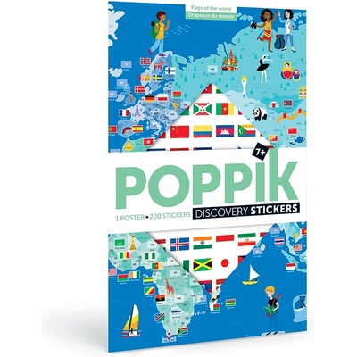 POPPIK Плакат със стикери poppik - Карта на света със знамена (dis001)
