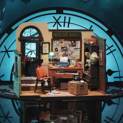 ROBOTIME Rolife DYI House: Moseova detektivní kancelář s LED osvětlením