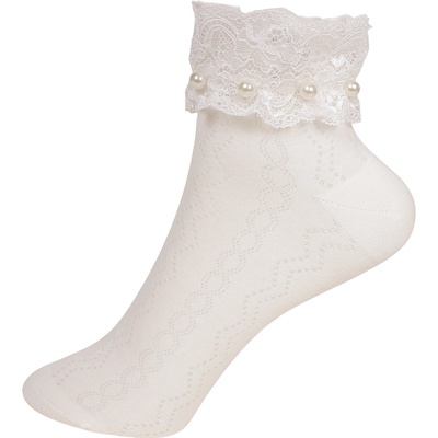 Стилни дамски чорапи с дантела и перли