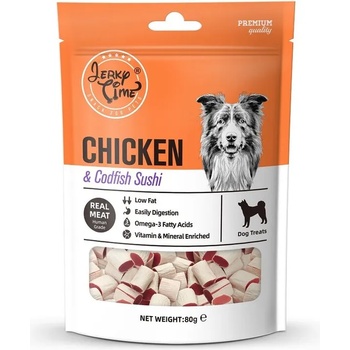 Image 1 of Jerky Time Chicken & Codfish Bites 80гр - хапки пиле и риба треска