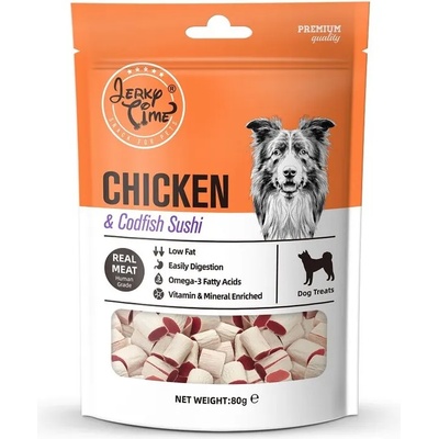Jerky Time Chicken & Codfish Bites 80гр - хапки пиле и риба треска