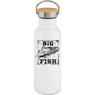 123TRIKO termoska Rybářské tričko Big Fish, retro candát černý potisk 500 ml dárek