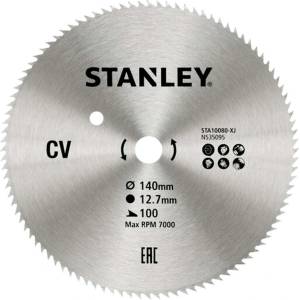 STANLEY - Пилен диск за дърво 140x12, 7 мм, 100 зъба STA10080-XJ (STA10080-XJ)